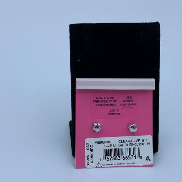 Silver Toned Floral Studs W/ Crystal Accents - Picture 2 of 2